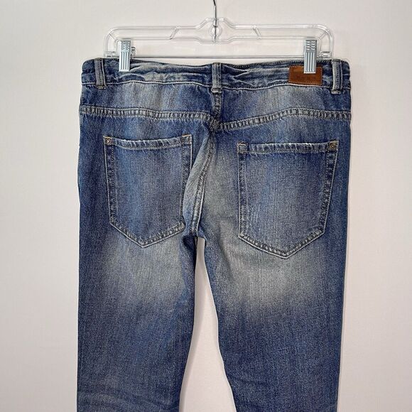 Zara D1975 Straight Leg Jeans Women's  Distressed Ankle Length Size 4 Relaxed - Picture 5 of 9